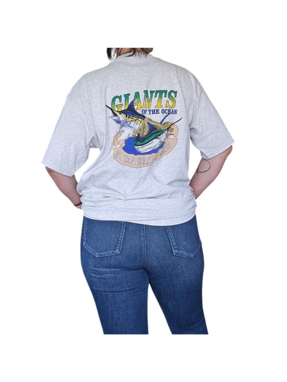 Vintage Giants of the Ocean Cabo San Lucas 100% Cotton Heathered T Shirt Men XL